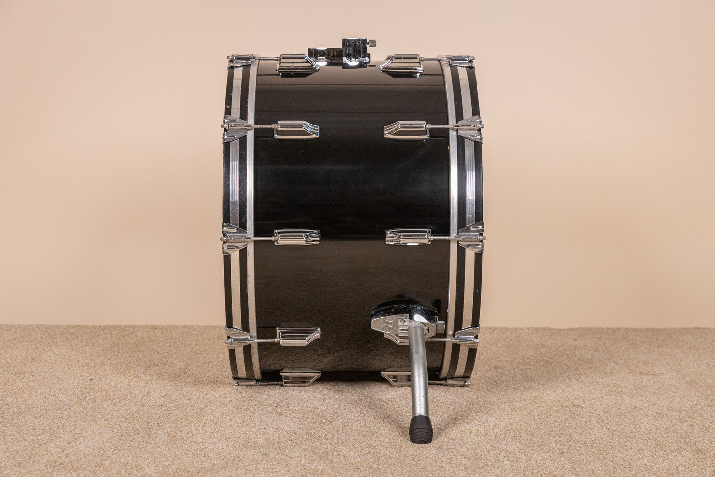 1980s Rogers XP-8 Jet Black Drum Pearl Drum Set 14x22 9x13 and 16x16