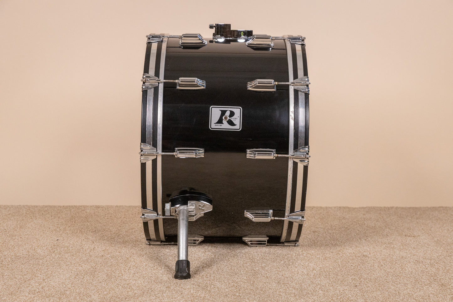 1980s Rogers XP-8 Jet Black Drum Pearl Drum Set 14x22 9x13 and 16x16