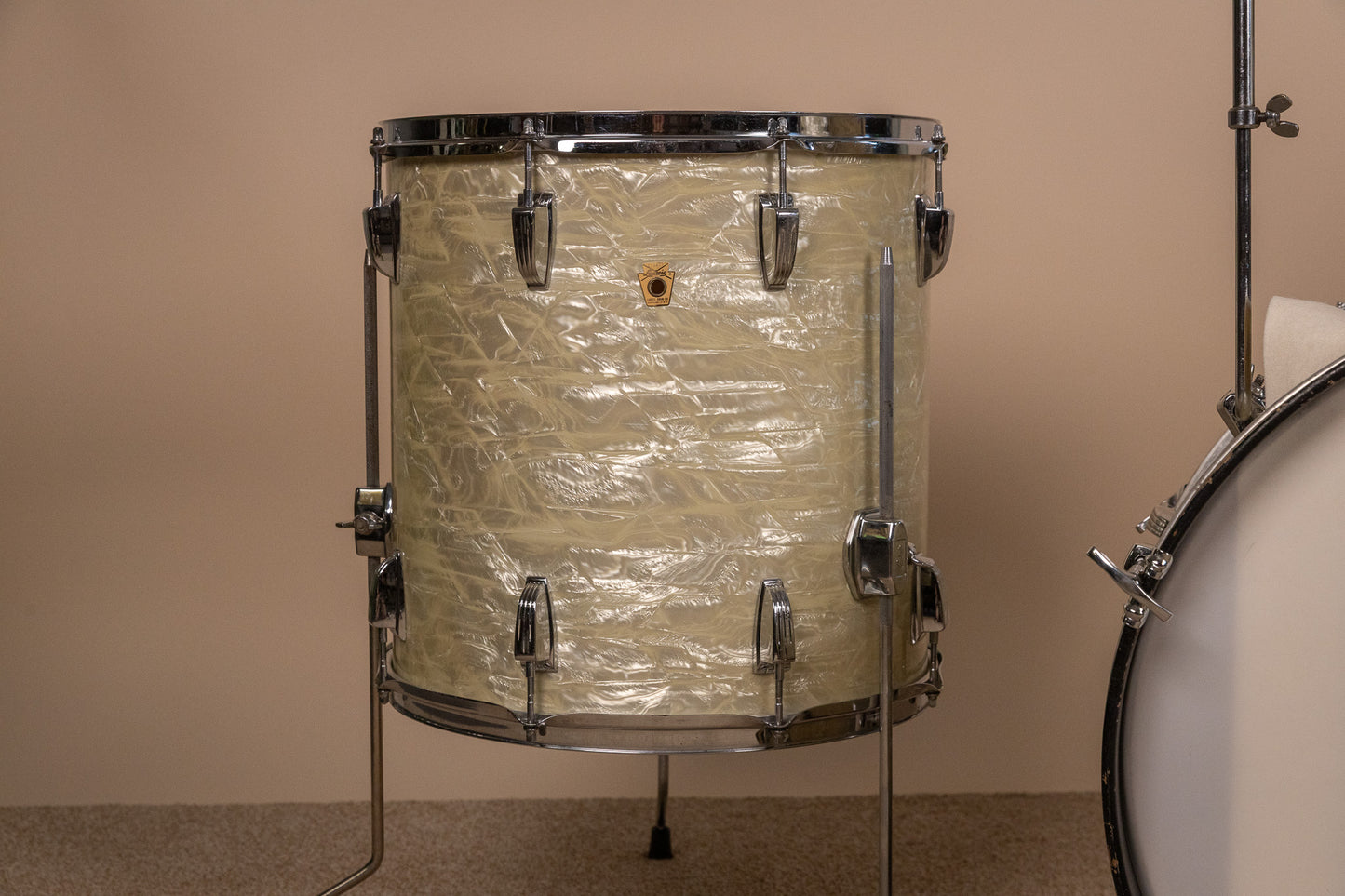 1960s Ludwig Rock Duo White Marine Pearl Drum Set