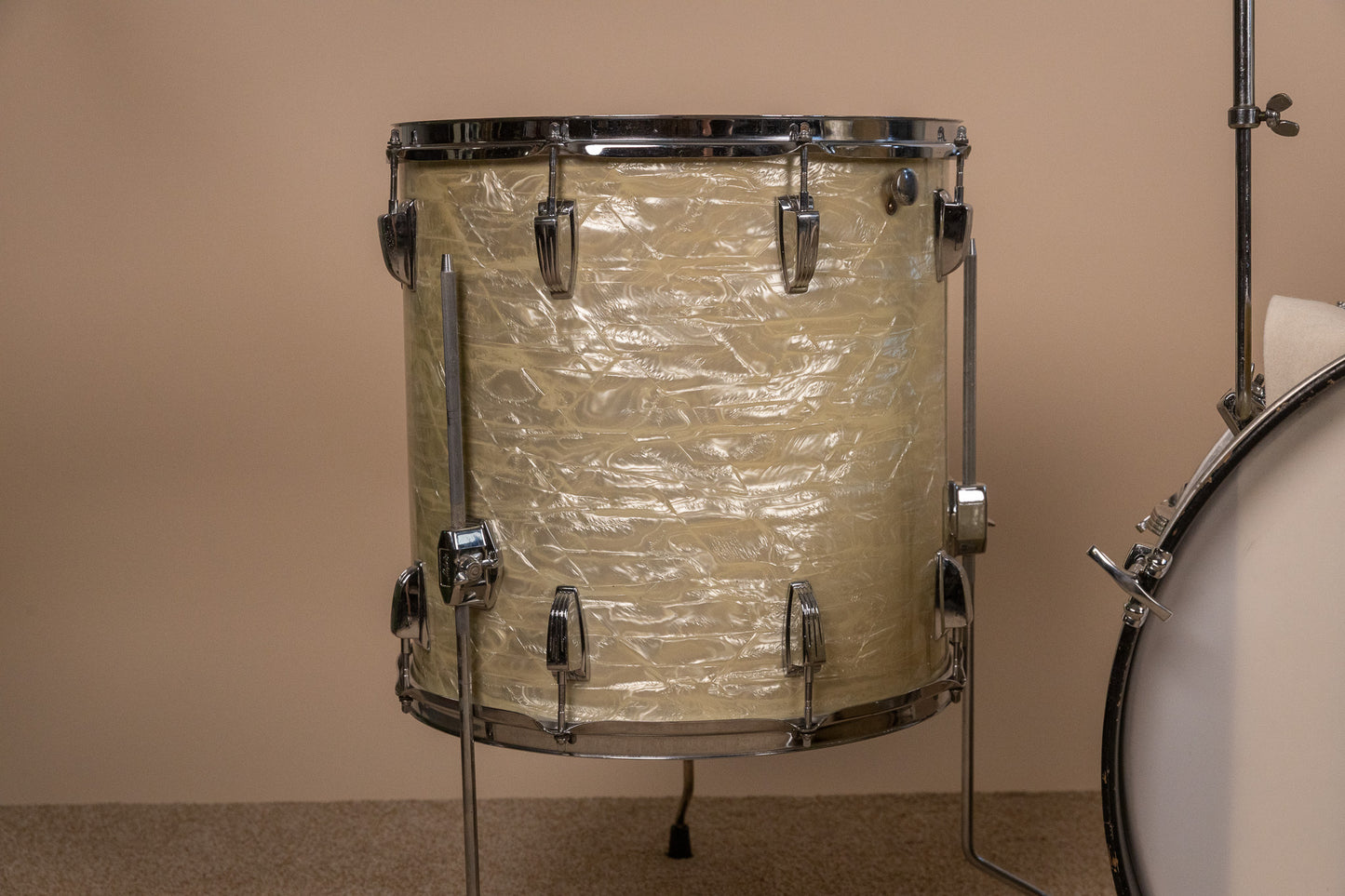 1960s Ludwig Rock Duo White Marine Pearl Drum Set