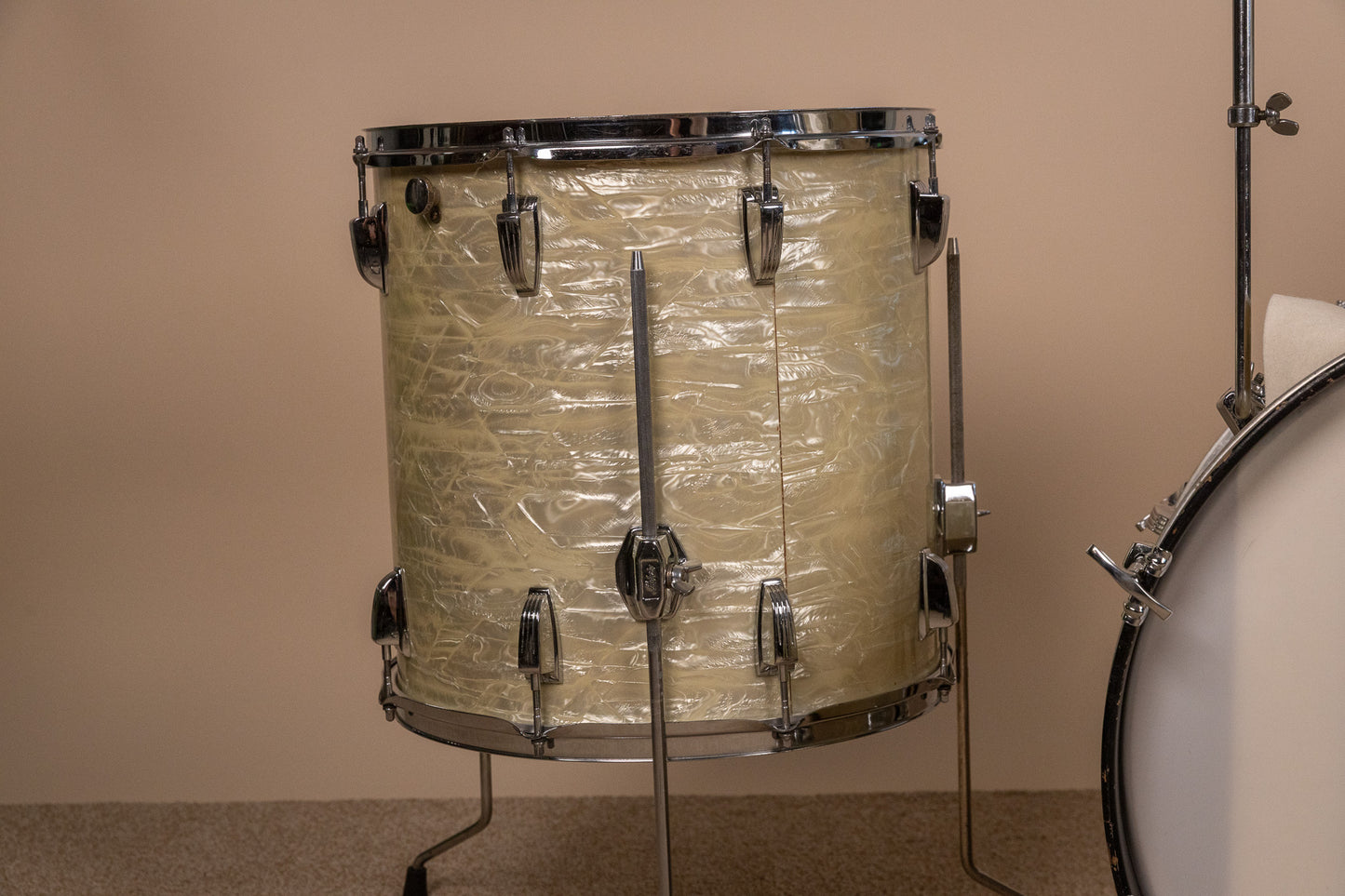 1960s Ludwig Rock Duo White Marine Pearl Drum Set