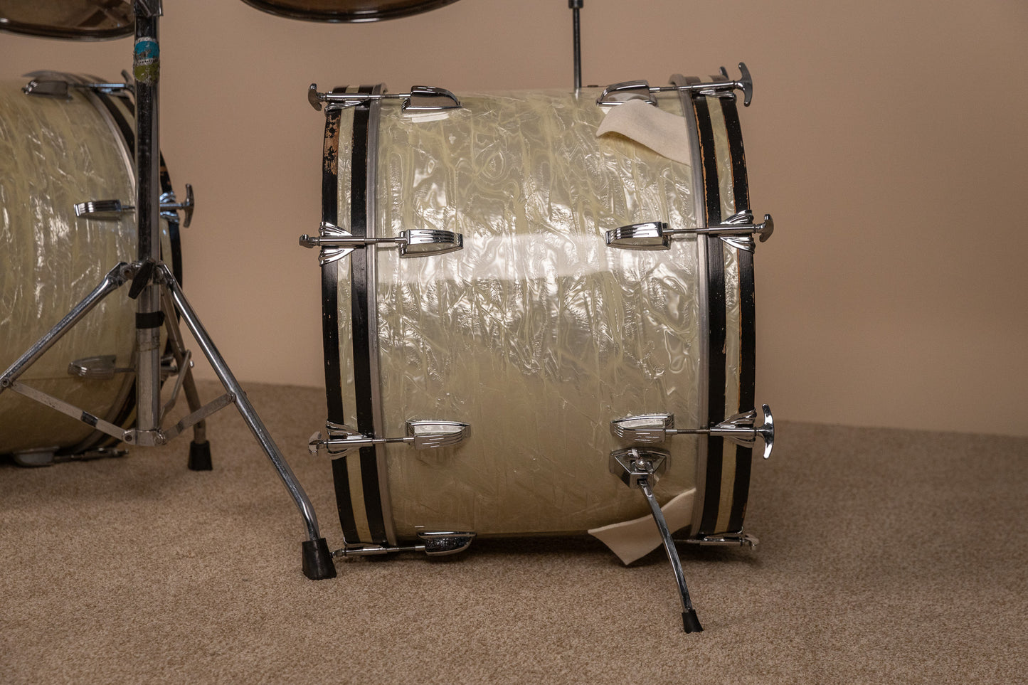 1960s Ludwig Rock Duo White Marine Pearl Drum Set
