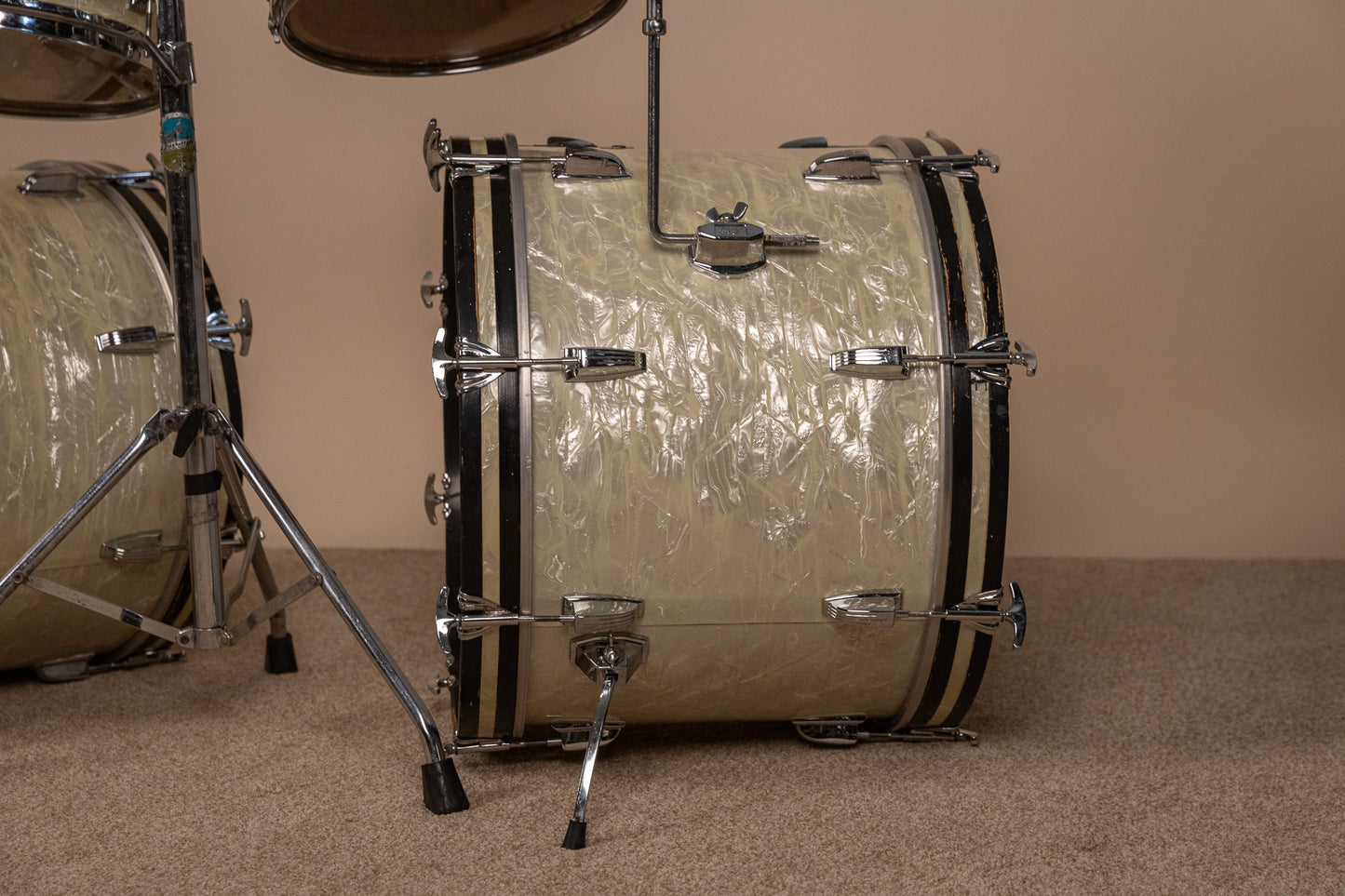 1960s Ludwig Rock Duo White Marine Pearl Drum Set