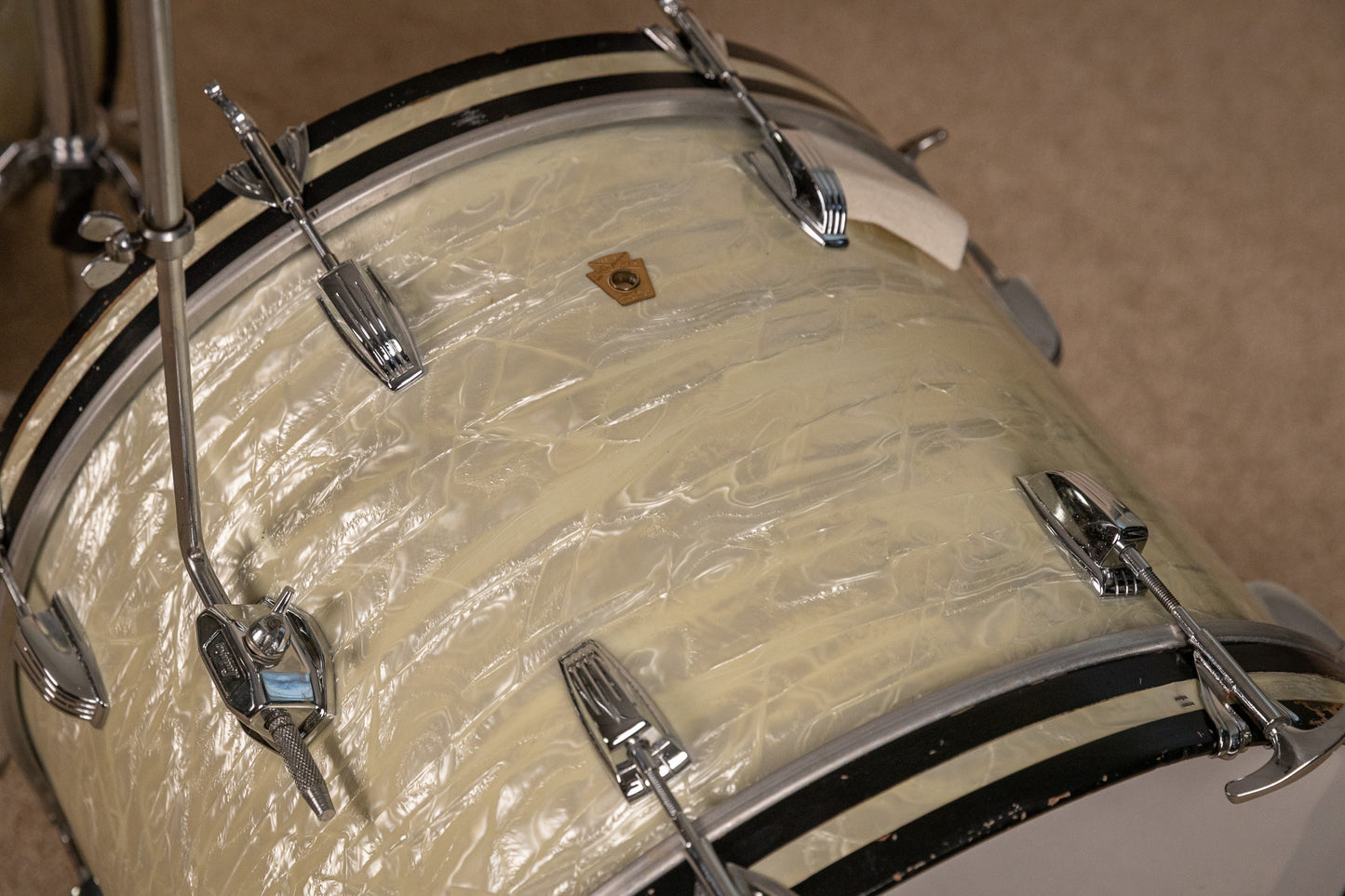 1960s Ludwig Rock Duo White Marine Pearl Drum Set