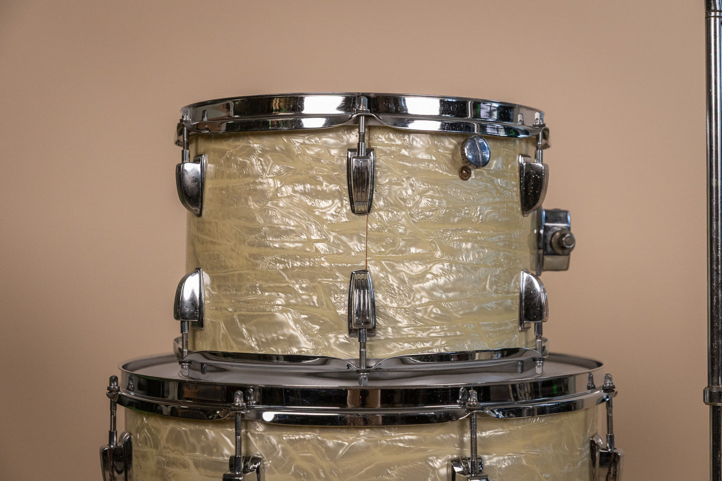 1960s Ludwig Rock Duo White Marine Pearl Drum Set