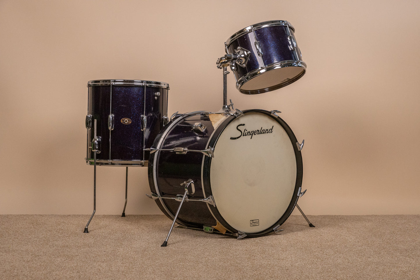 1960s Slingerland Stage Band Sparkling Blue Pearl Drum Set
