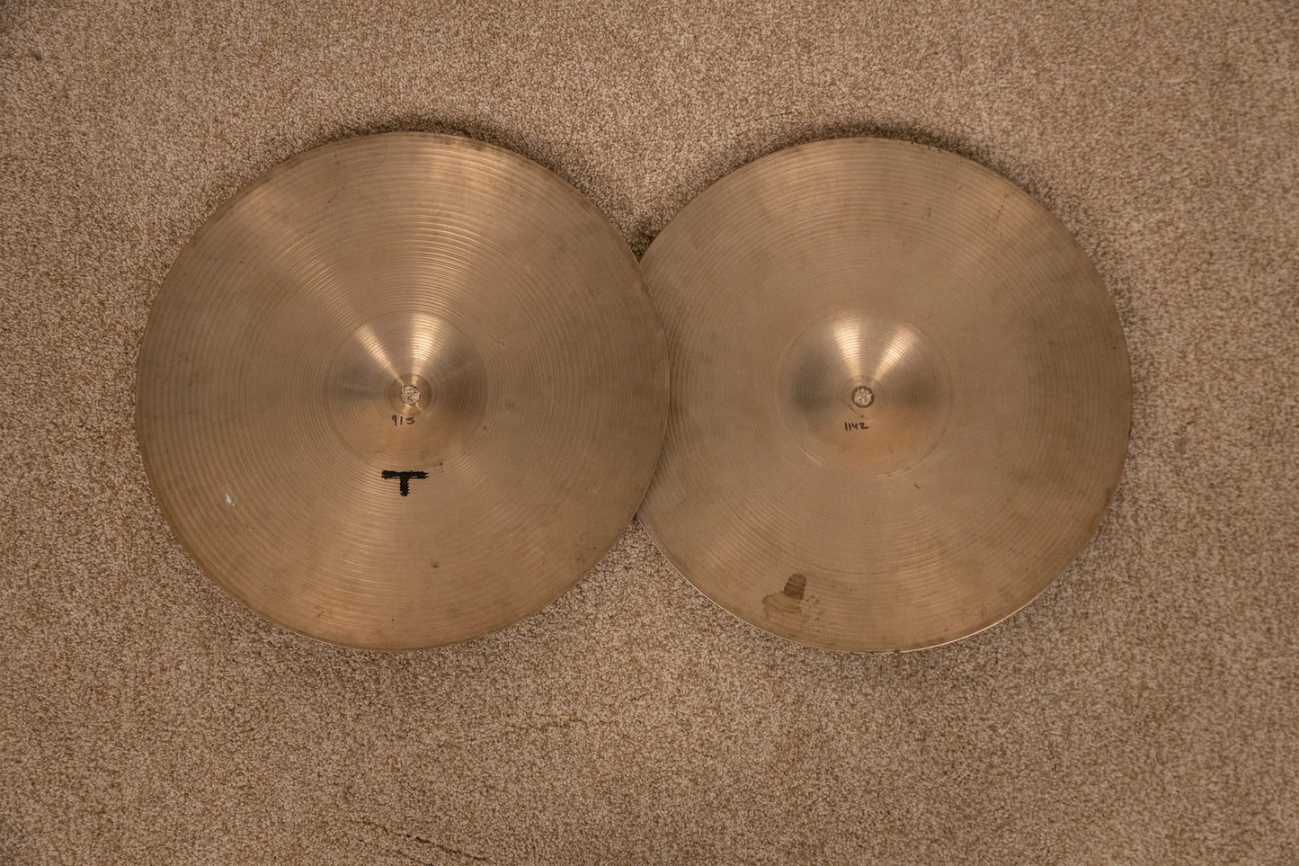 1960s Zildjian 14" Hi Hat Cymbals 915g 1142g