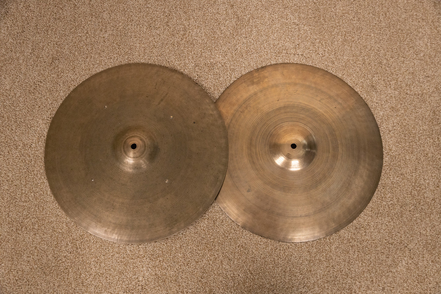 Vintage Zildjian 15" Transition Stamp Sizzle Hi Hat Cymbals 900g 1077g