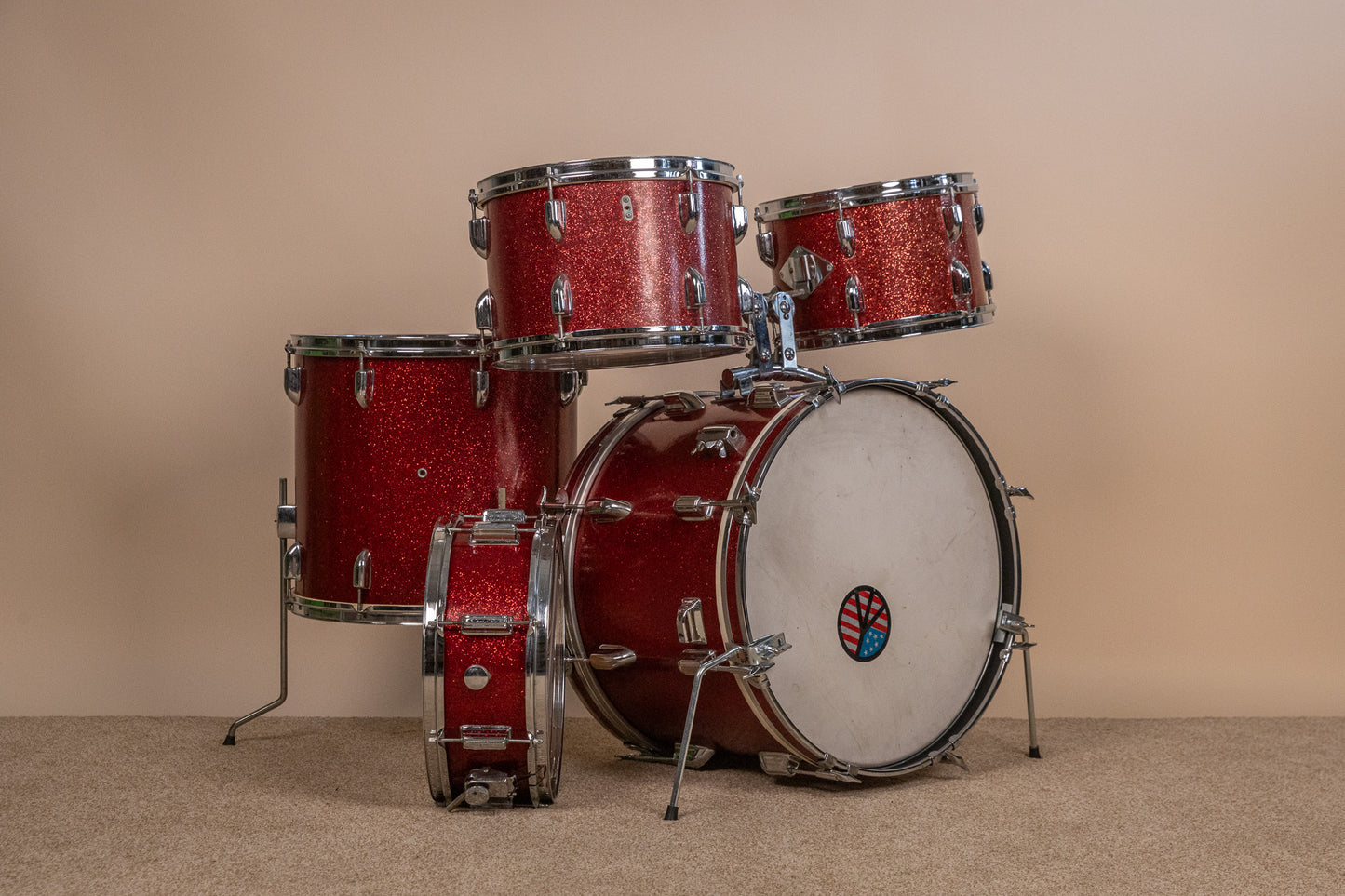 Vintage MIJ Red Sparkle Drum Set