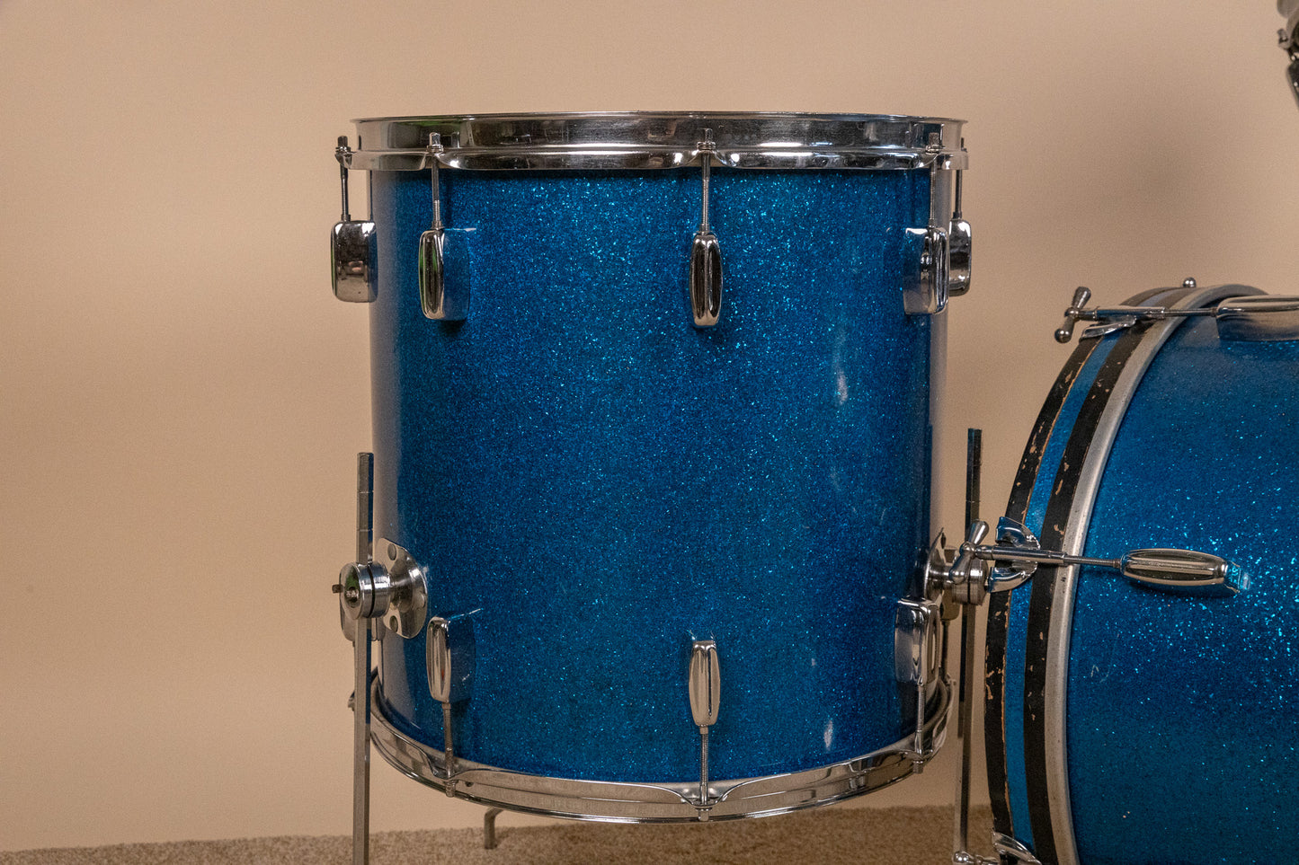 1960s Rogers Holiday Headliner Sparkling Blue Pearl Drum Set