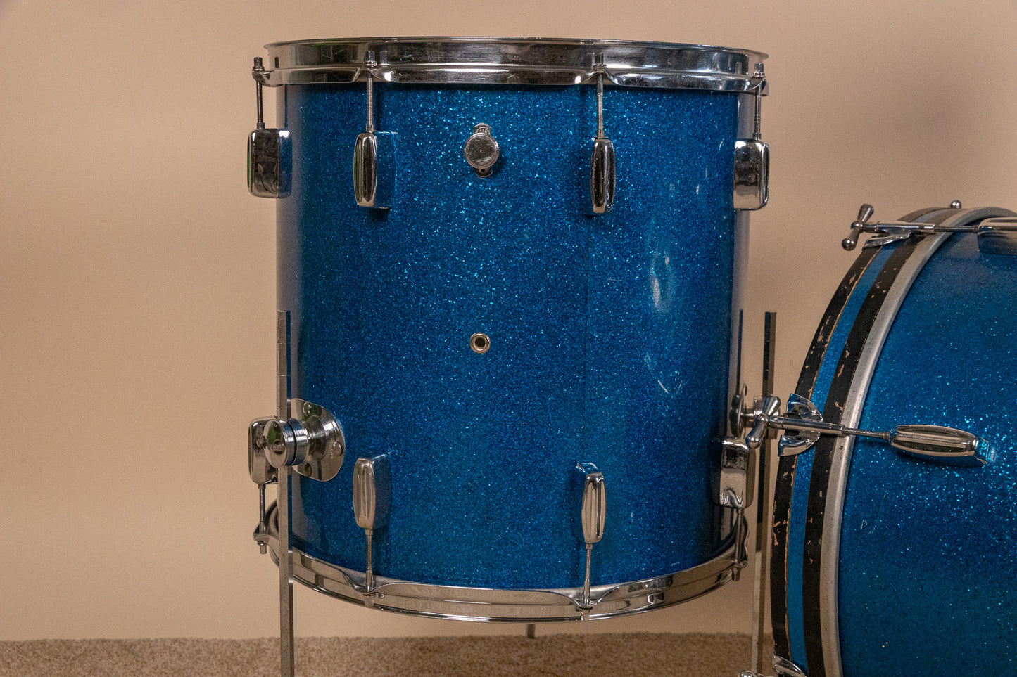 1960s Rogers Holiday Headliner Sparkling Blue Pearl Drum Set