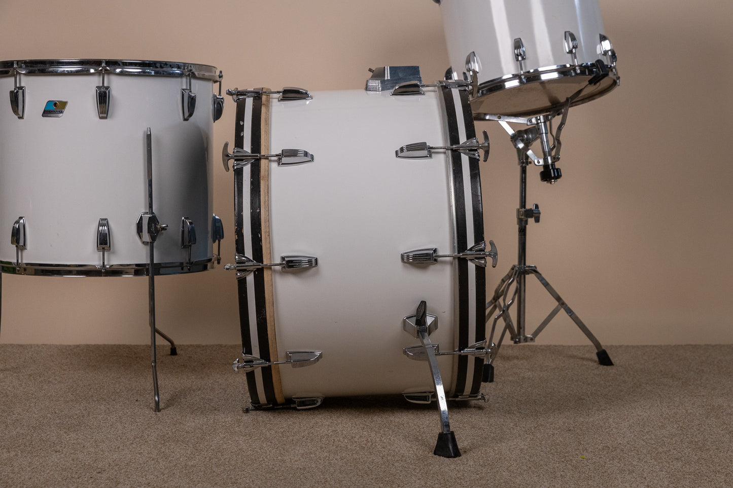 1980s Ludwig White Cortex Drum Set 14x24 13x14 16x18