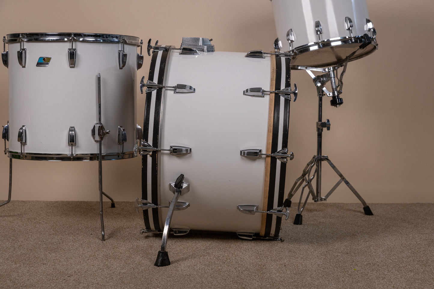 1980s Ludwig White Cortex Drum Set 14x24 13x14 16x18