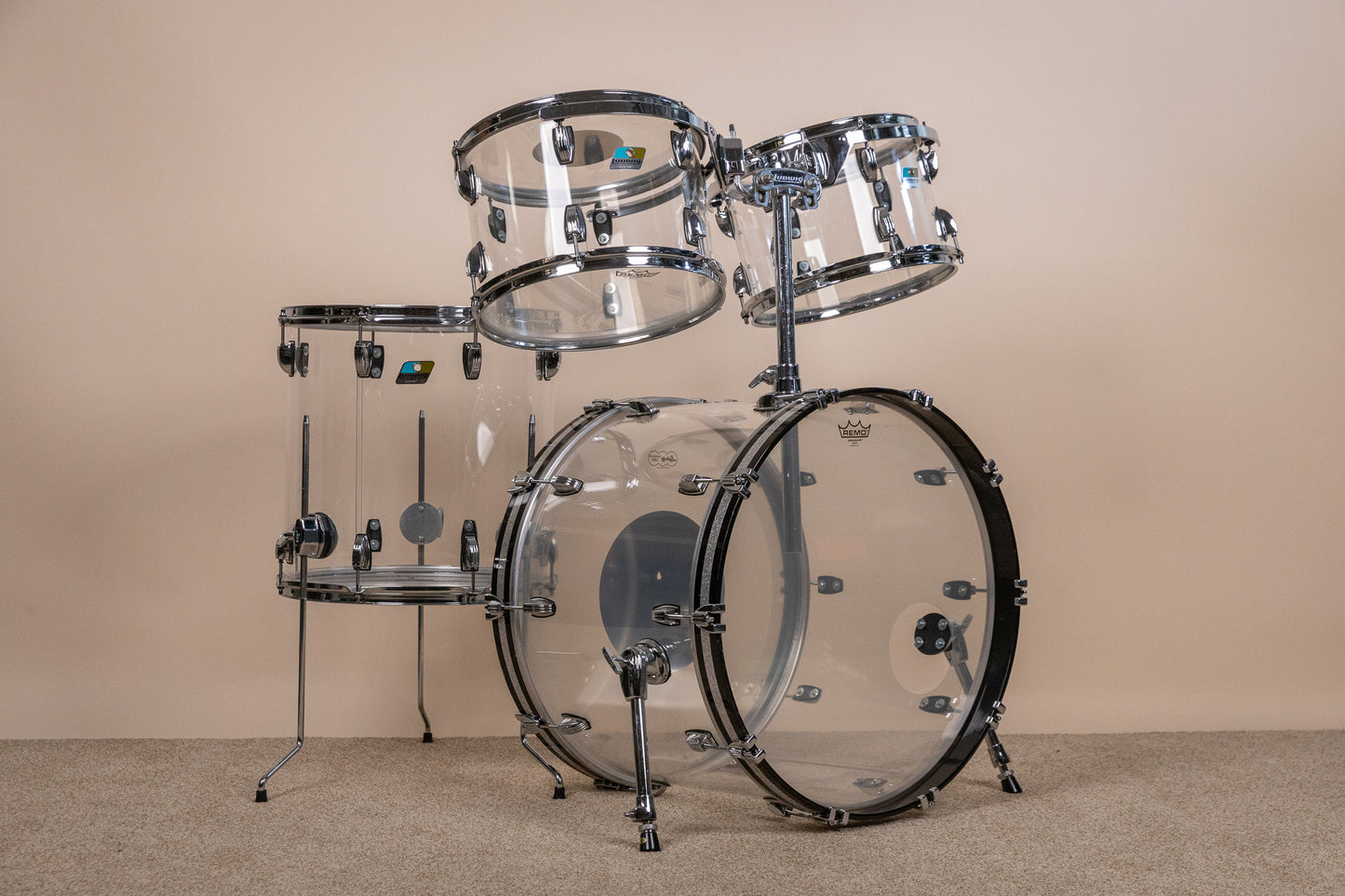Ludwig Vistalite Clear Drum Set 16x22 8x12 9x13 and 16x16