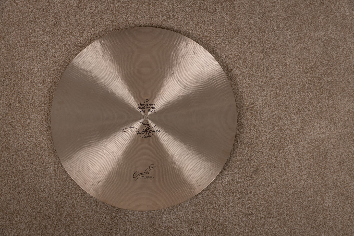 Cymbal Craftsman 20" Dark Vintage Flat Ride Cymbal 1962g