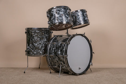 1970s Slingerland "New Rock" Black Diamond Pearl Drum Set