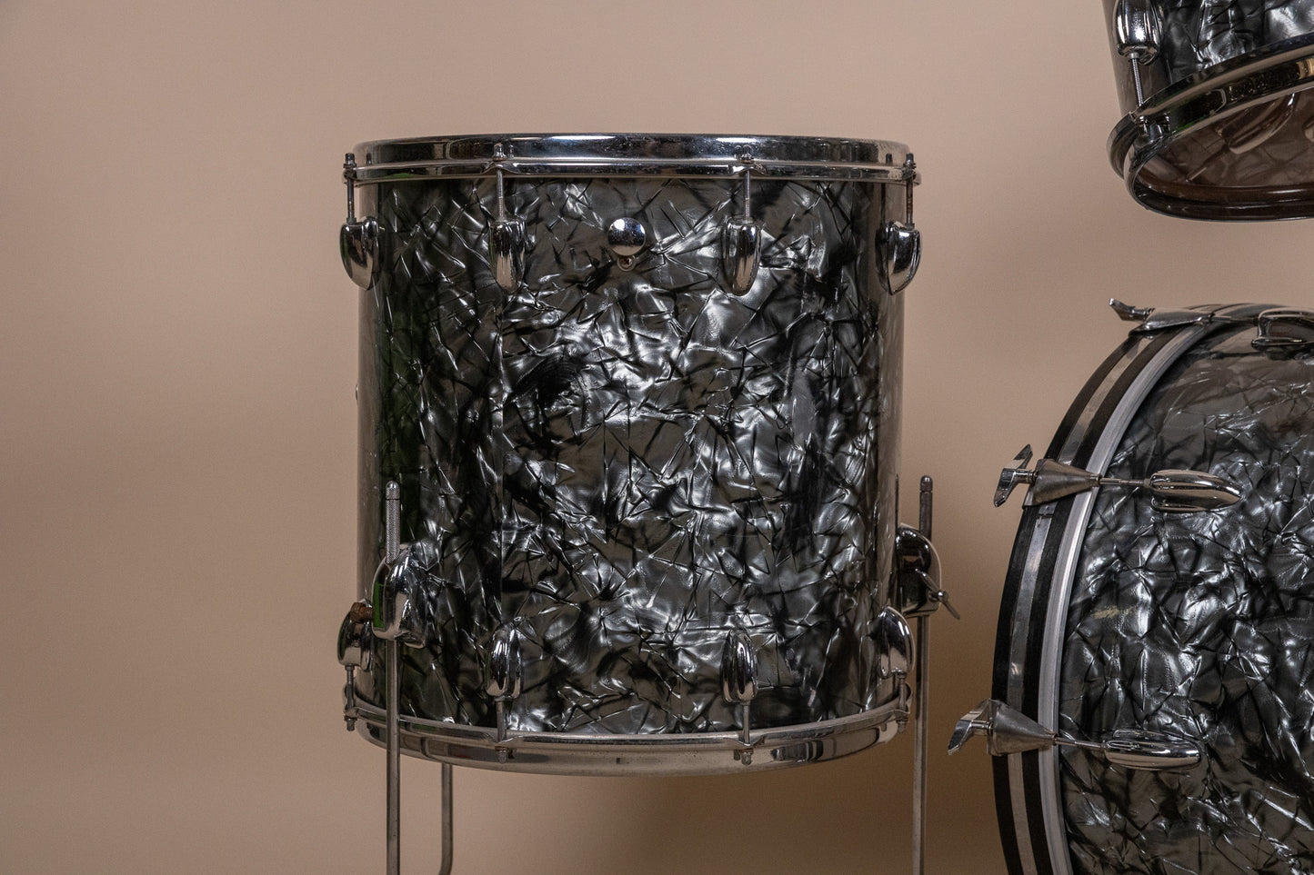 1970s Slingerland "New Rock" Black Diamond Pearl Drum Set