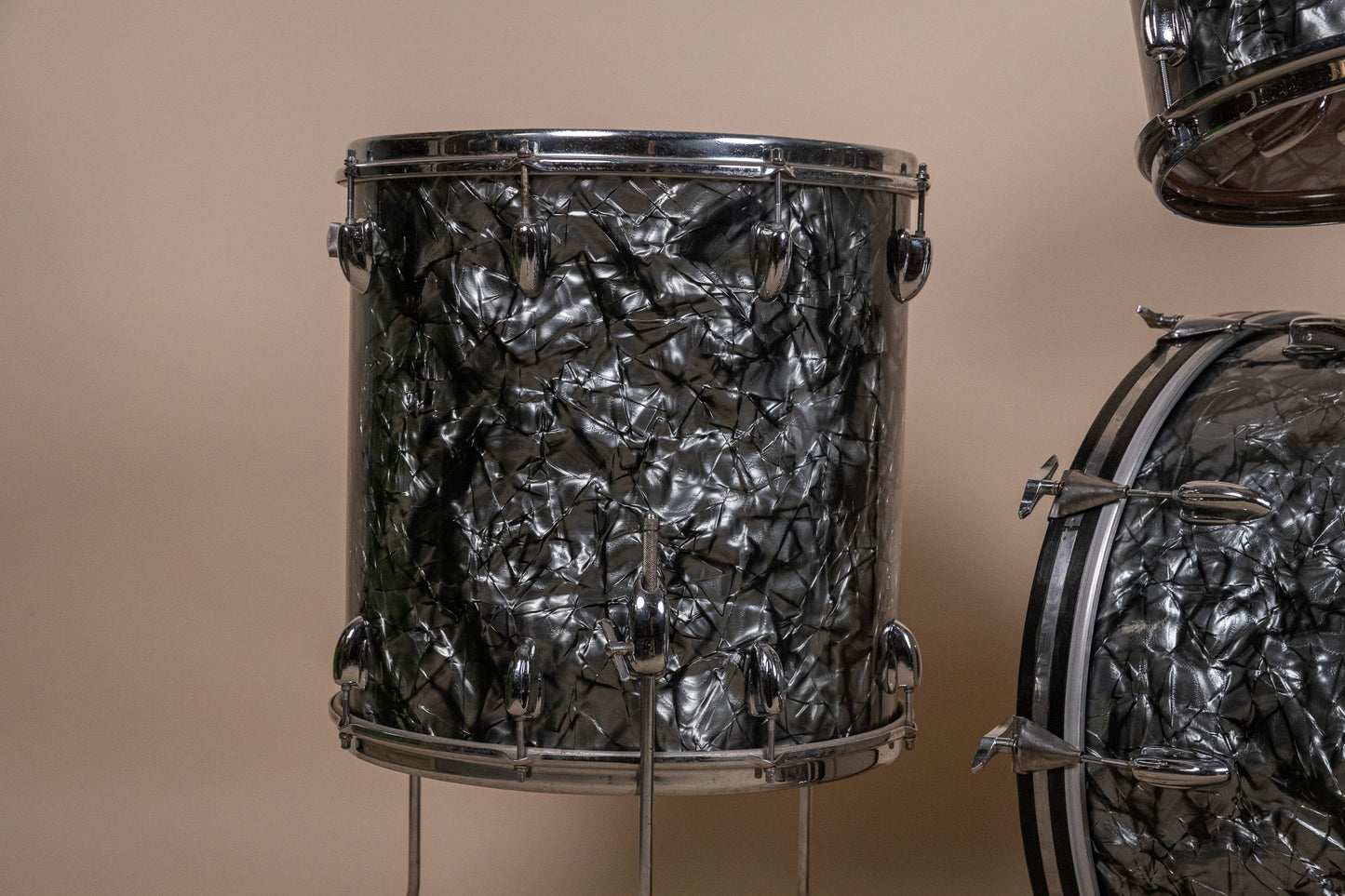 1970s Slingerland "New Rock" Black Diamond Pearl Drum Set