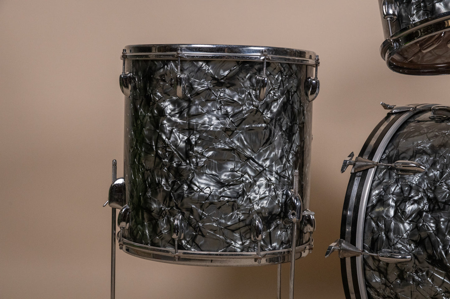 1970s Slingerland "New Rock" Black Diamond Pearl Drum Set