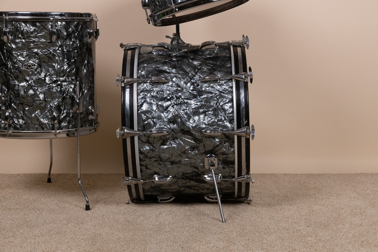 1970s Slingerland "New Rock" Black Diamond Pearl Drum Set