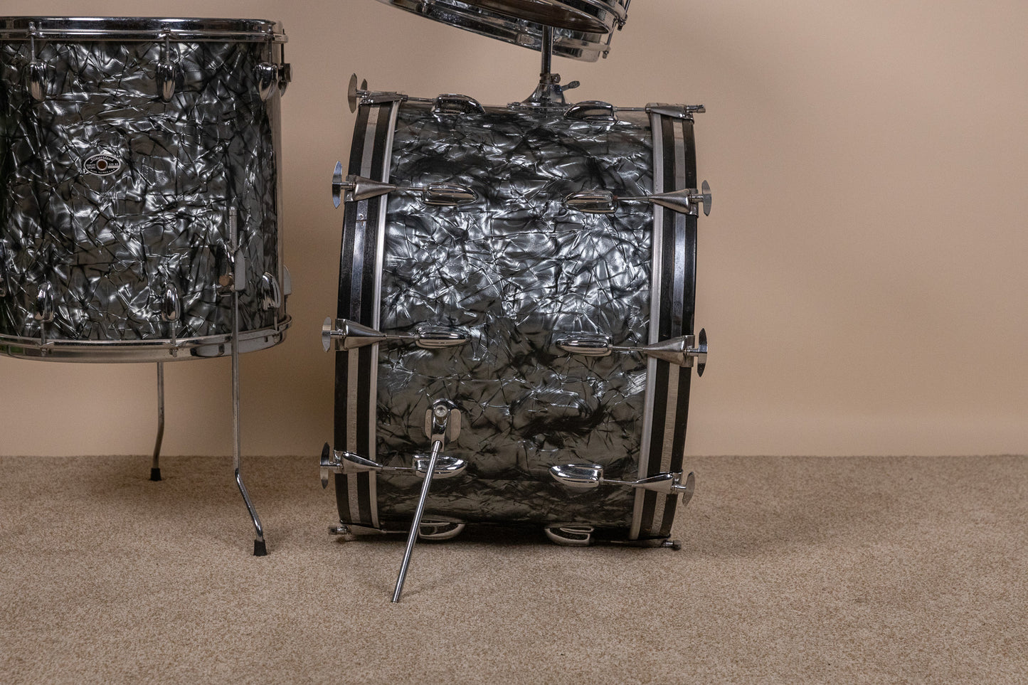 1970s Slingerland "New Rock" Black Diamond Pearl Drum Set