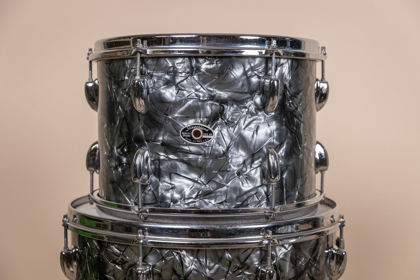 1970s Slingerland "New Rock" Black Diamond Pearl Drum Set