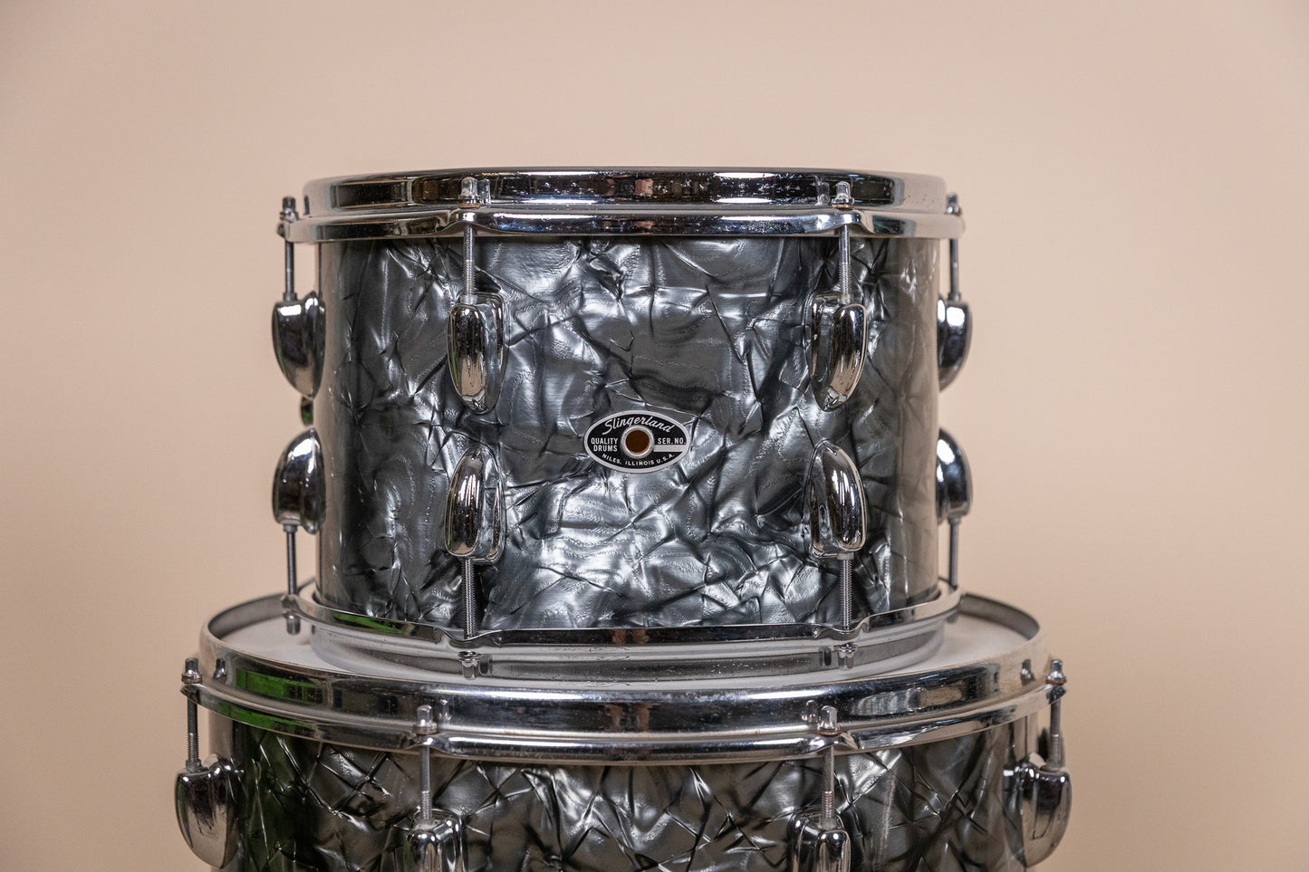1970s Slingerland "New Rock" Black Diamond Pearl Drum Set