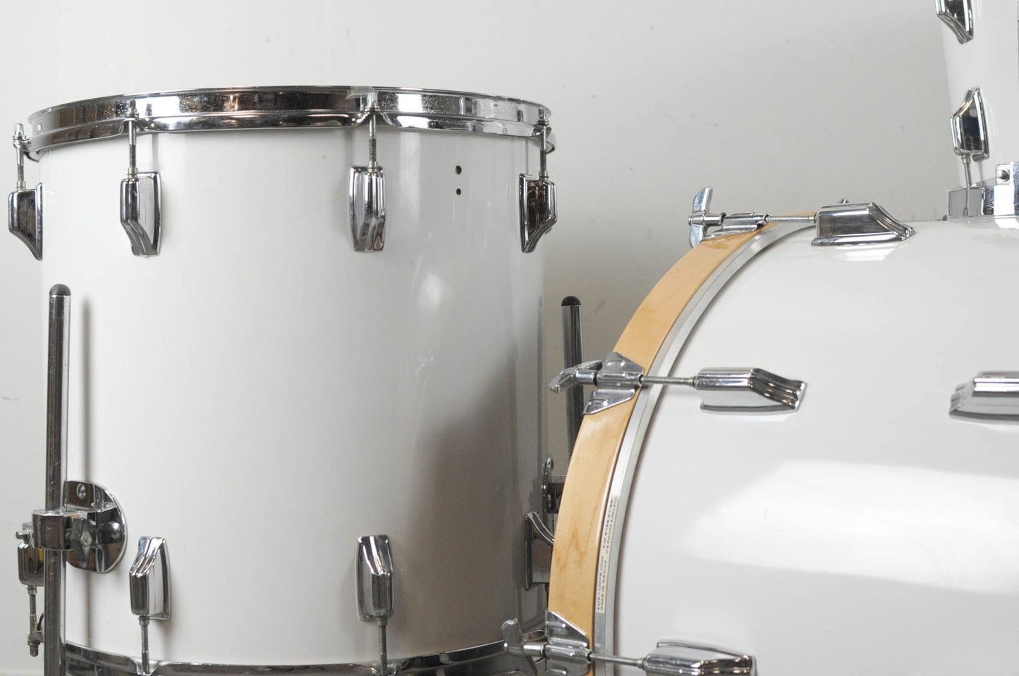 1970s Rogers Big R New England White Drum Set 14x22 9x13 and 16x16