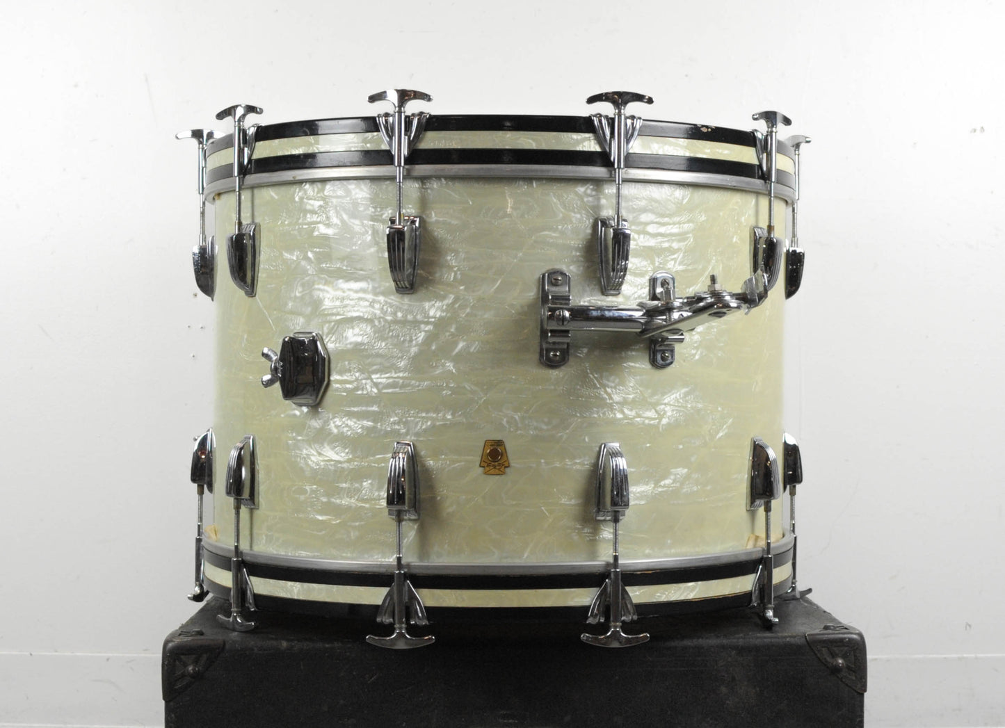 1960s Ludwig 14x22 Pre-Serial White Marine Pearl Bass Drum