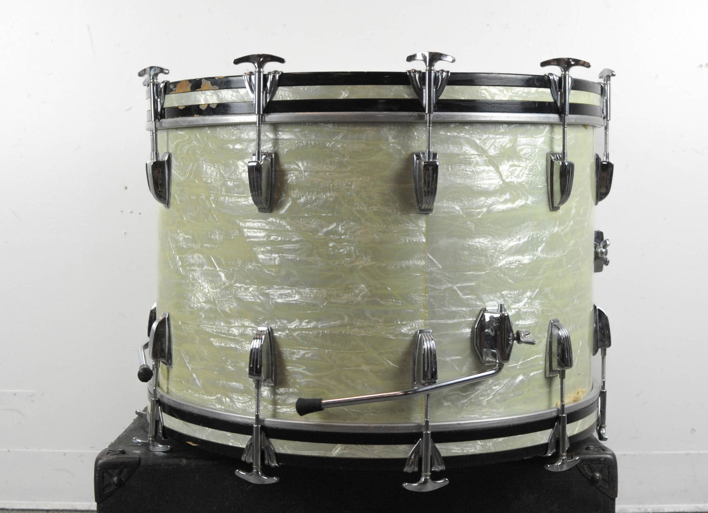 1960s Ludwig 14x22 Pre-Serial White Marine Pearl Bass Drum