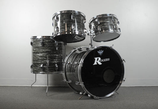 1970s Rogers R-360 "Double Soul" Black Strata Pearl Drum Set