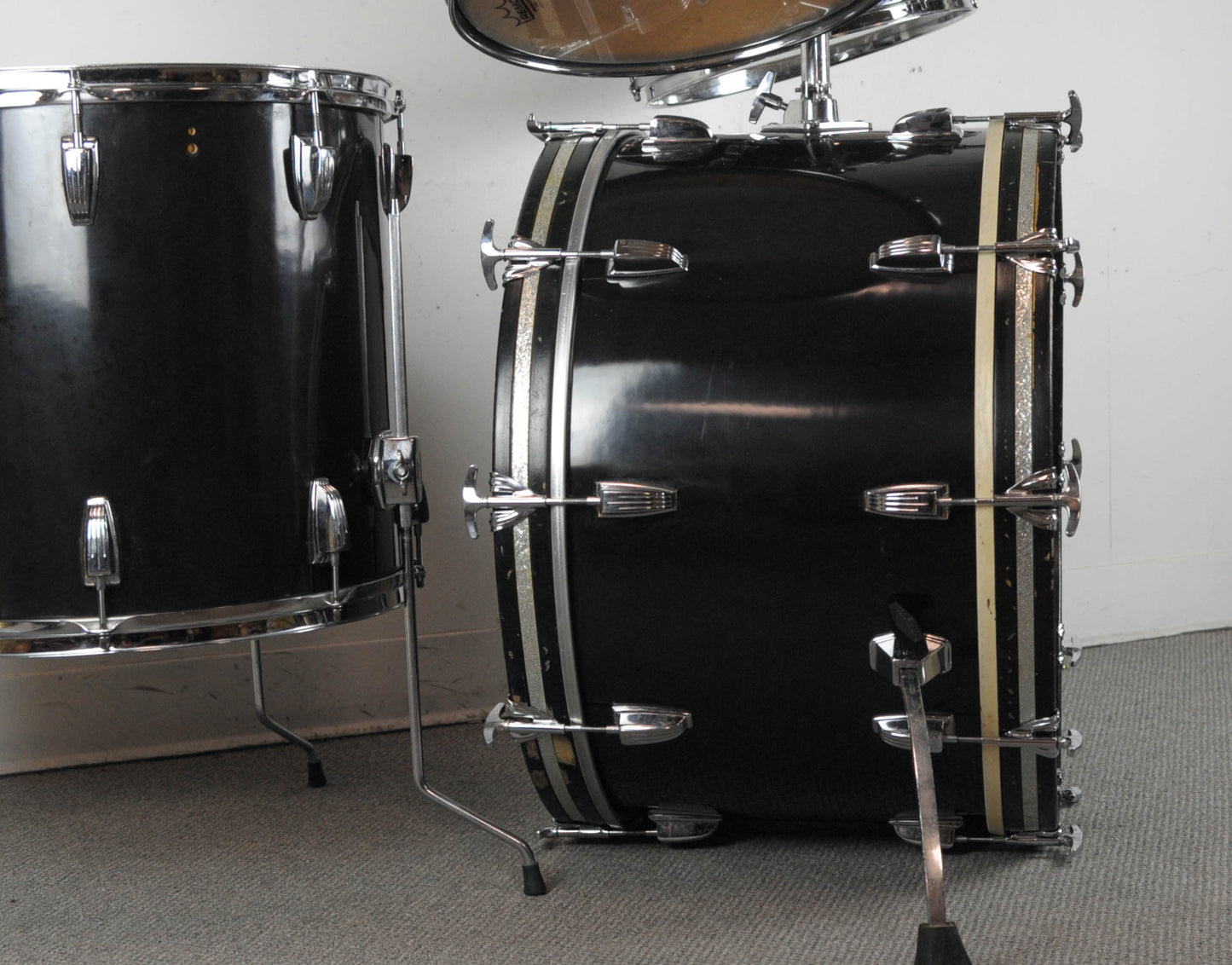 1970s Ludwig "Rock Machine" Black Cortex Drum Set