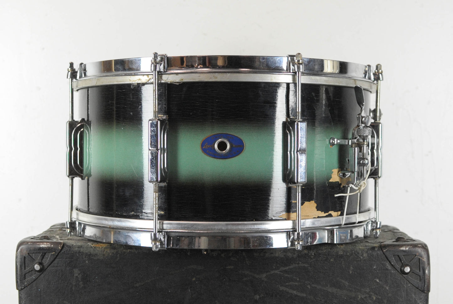 1958 Leedy 6.5x14 "Reliance" Turquoise and Black Duco Snare Drum