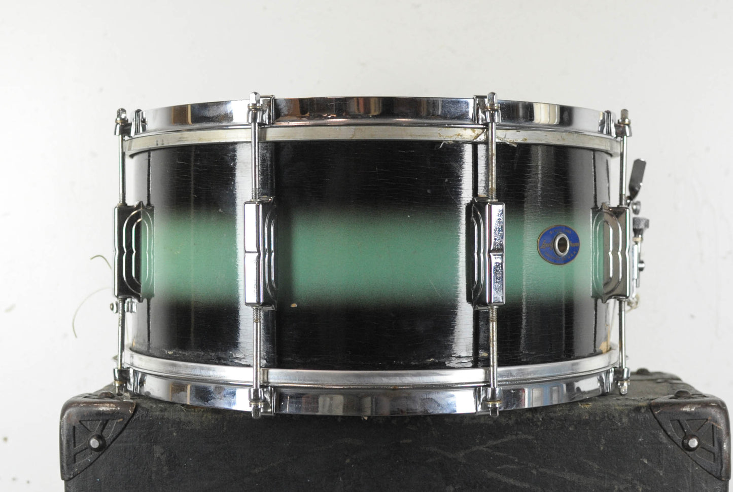 1958 Leedy 6.5x14 "Reliance" Turquoise and Black Duco Snare Drum