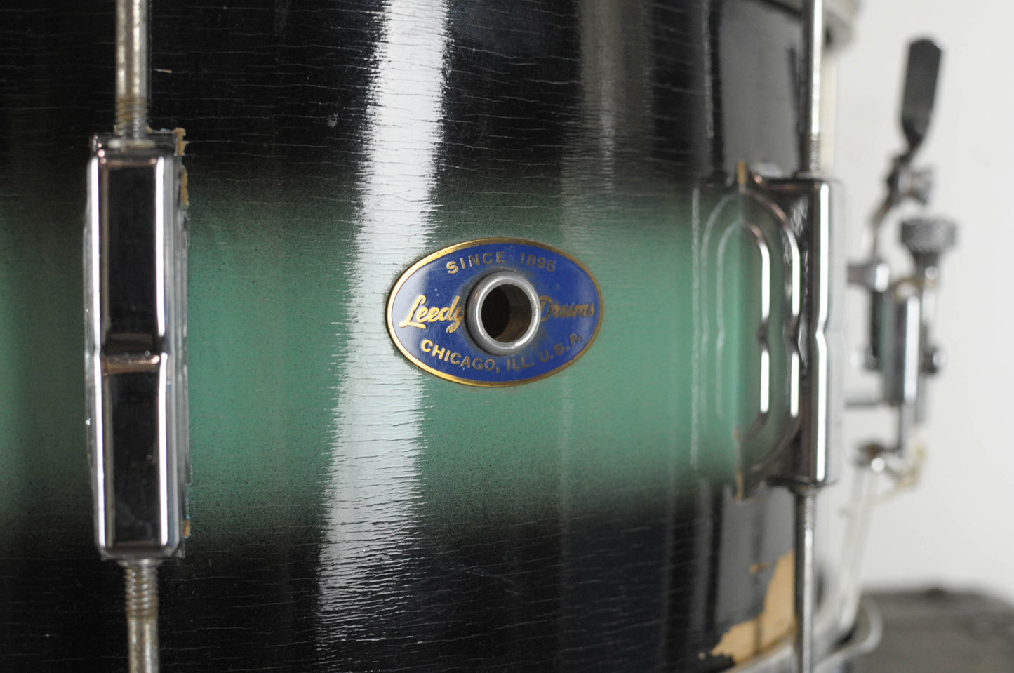 1958 Leedy 6.5x14 "Reliance" Turquoise and Black Duco Snare Drum