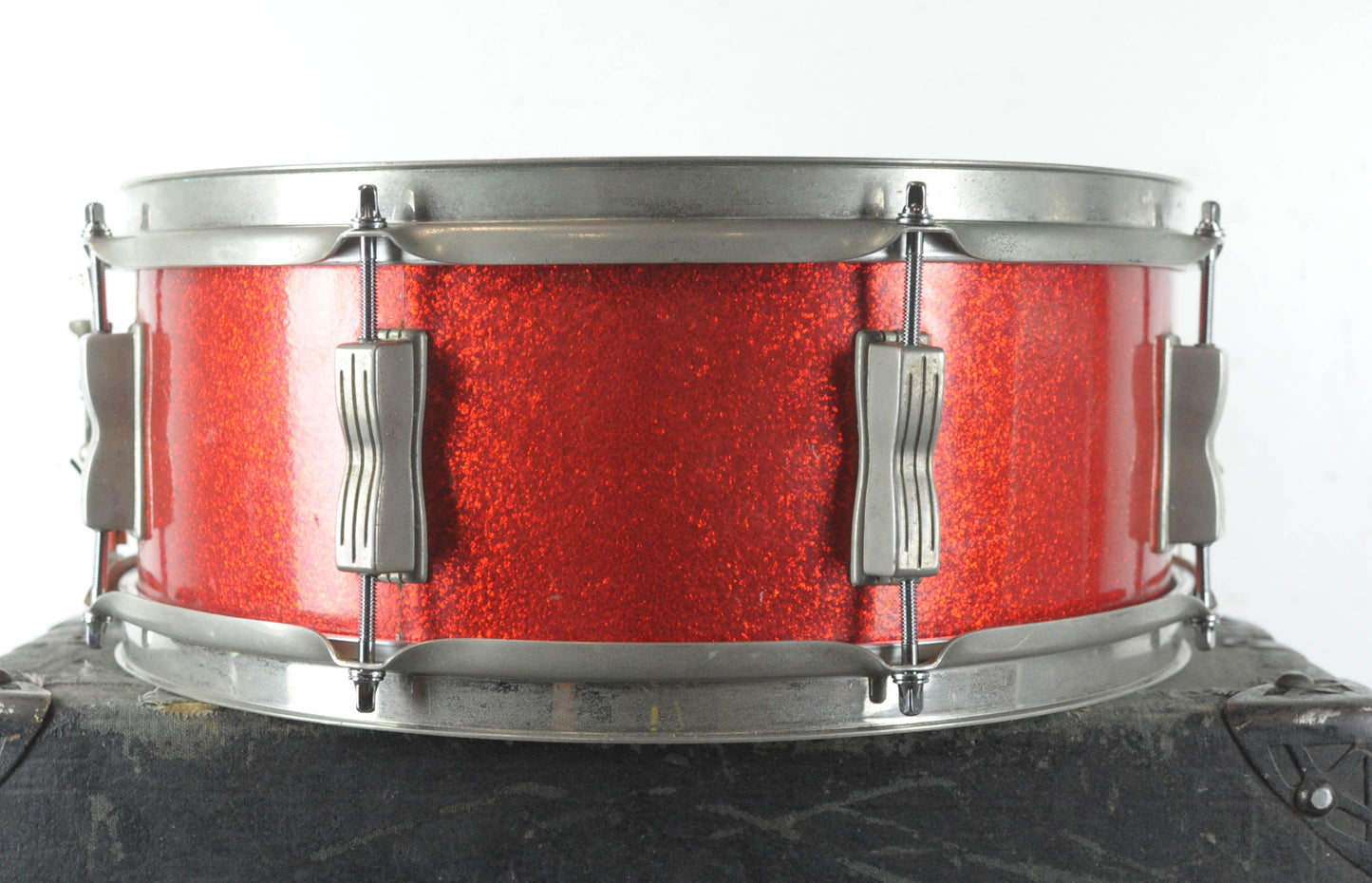 1960s Ludwig 5x14 Red Sparkle Jazz Festival Snare Drum