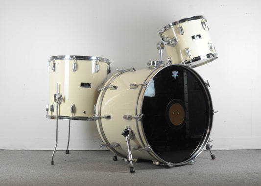 1980s Pearl All-Maple 16x24 11x13 and 16x16 Pure White Drum Set