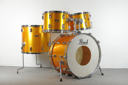 1980s Pearl All-Fiberglass Gold Satin Drum Set