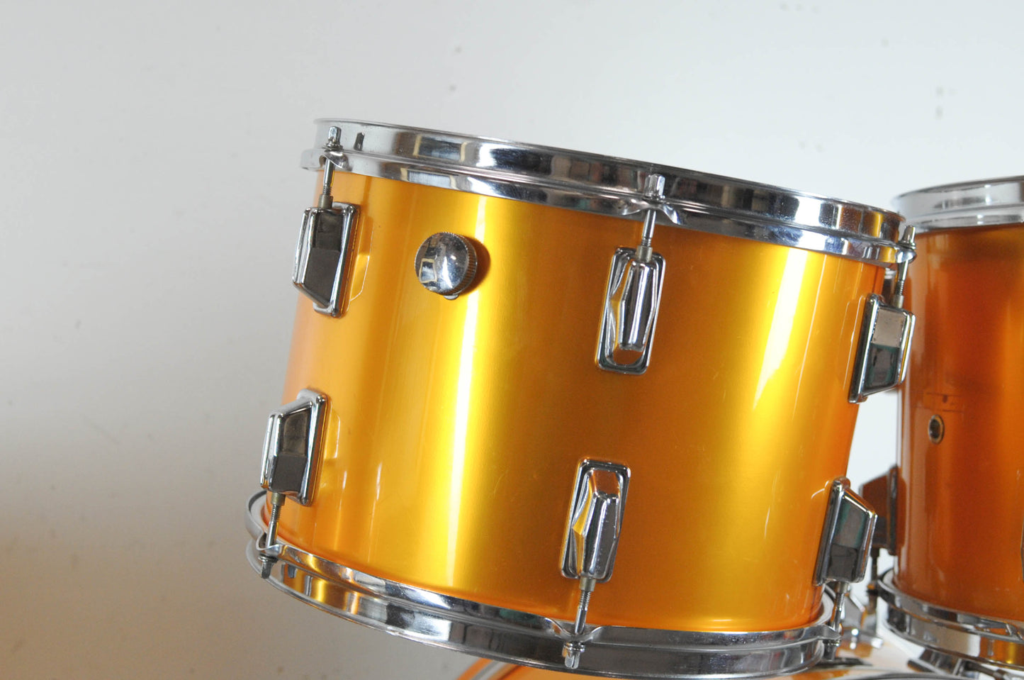 1980s Pearl All-Fiberglass Gold Satin Drum Set