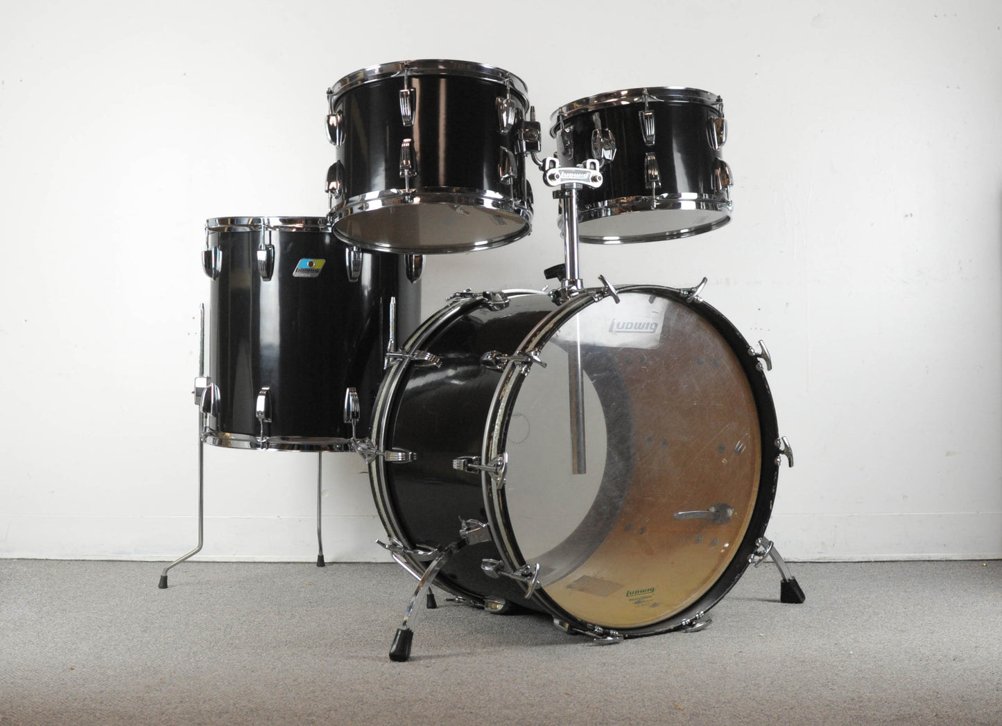 1980s Ludwig Big Beat Black Cortex Drum Set