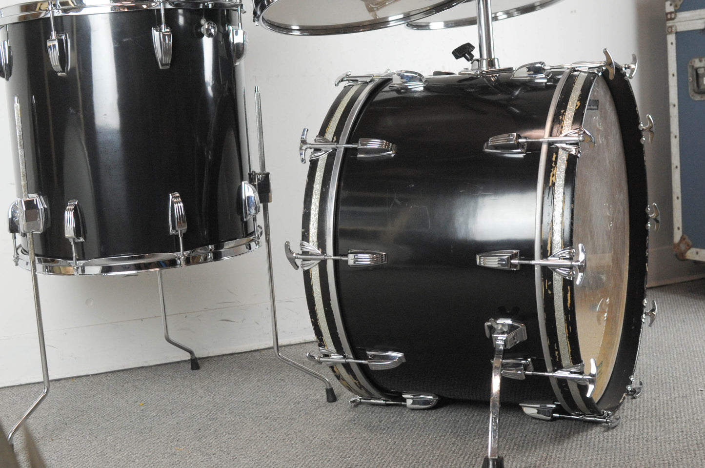 1980s Ludwig Big Beat Black Cortex Drum Set