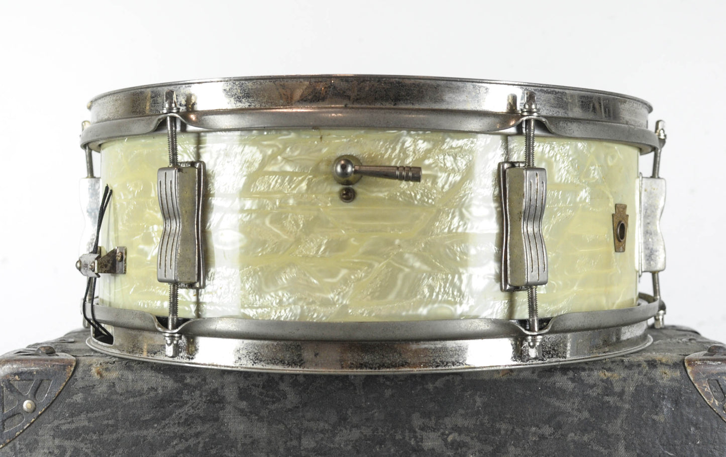 1965 Ludwig 5x14 White Marine Pearl Pioneer Snare Drum