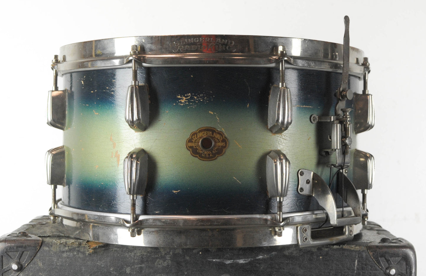 1940s Slingerland 7x14 Radio King Buddy Rich Blue & Gold Duco "Swingster" Snare Drum