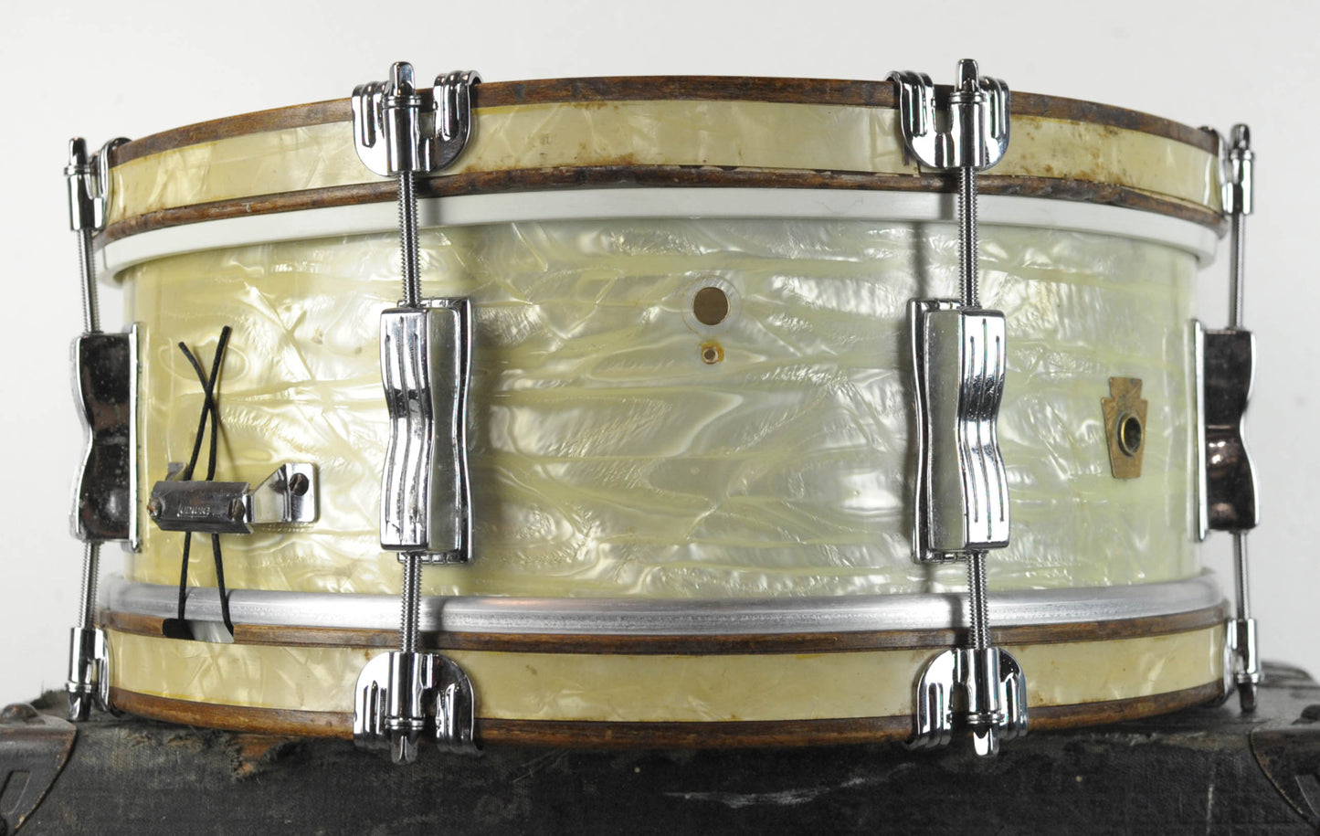 1960s Ludwig 5x14 White Marine Pearl Jazz Festival Snare Drum