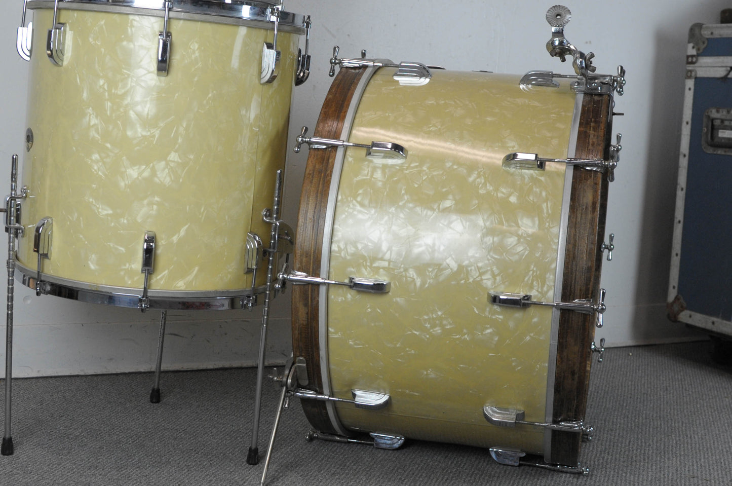 1950s Leedy & Ludwig White Marine Pearl Drum Set