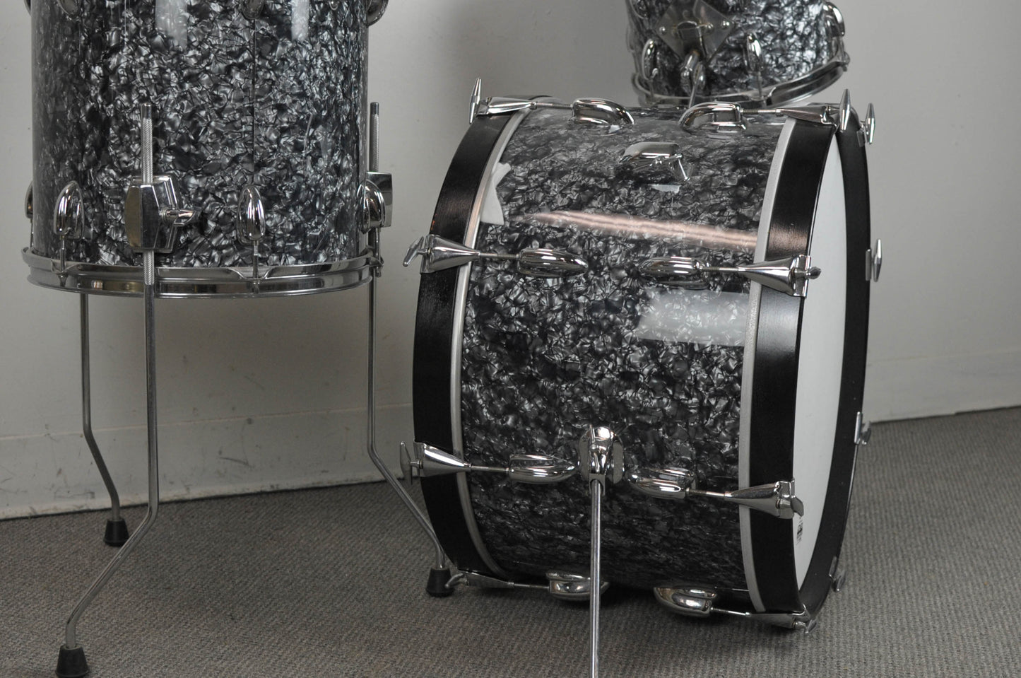 2000s Keller Black Diamond Pearl Drum Set