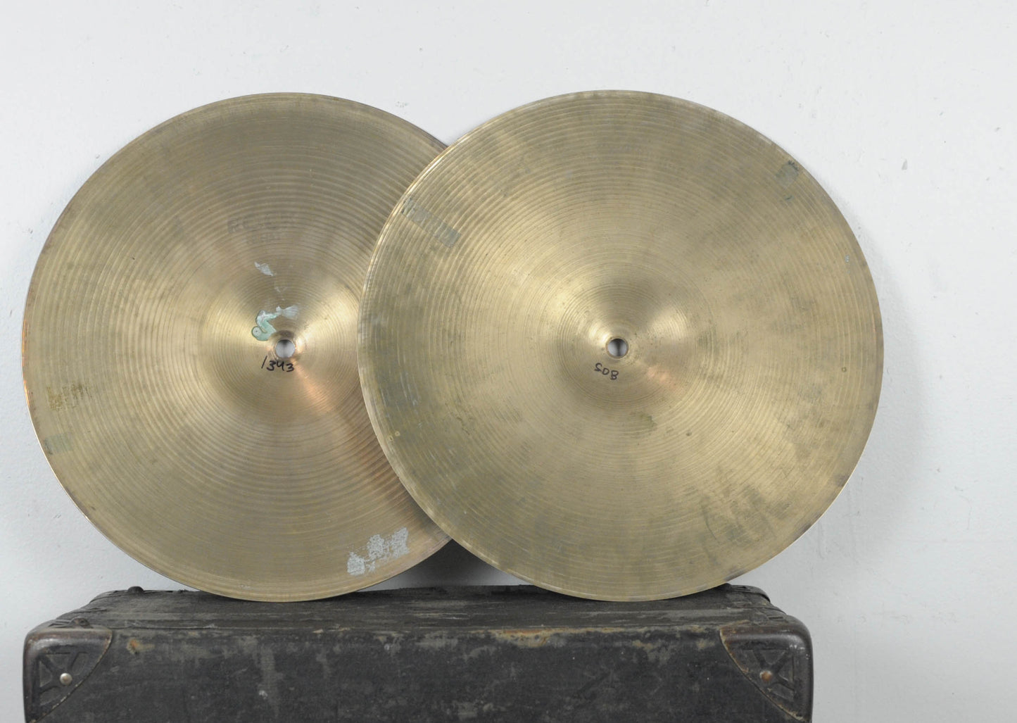 1970s Zildjian A 14" Rock Hi Hat Cymbals 805g 1343g