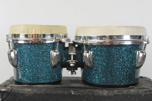 Vintage MIJ Blue Sparkle 6" and 8" Bongos