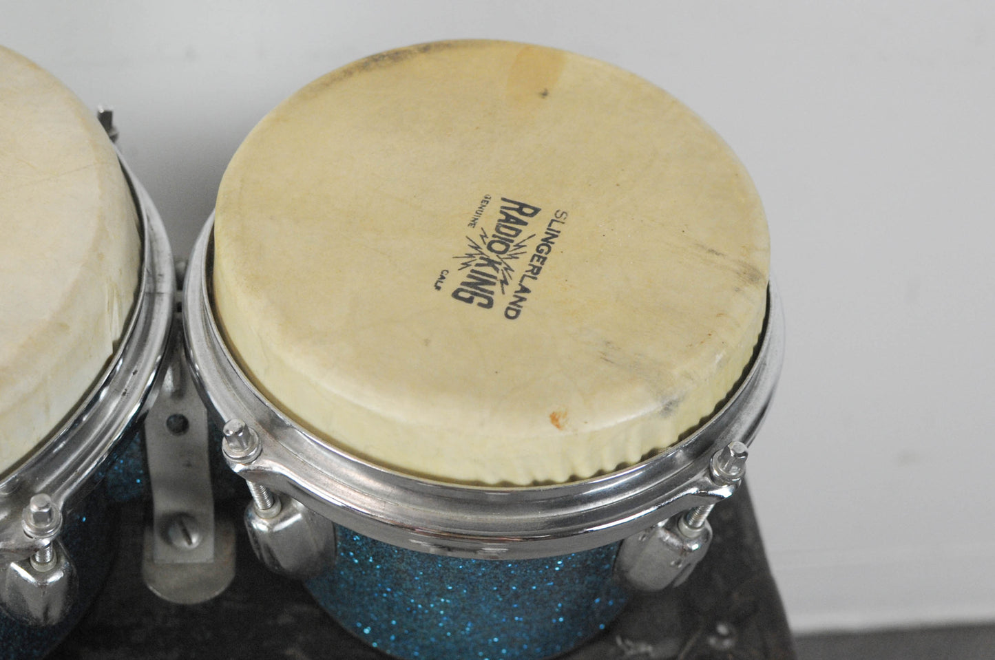 Vintage MIJ Blue Sparkle 6" and 8" Bongos