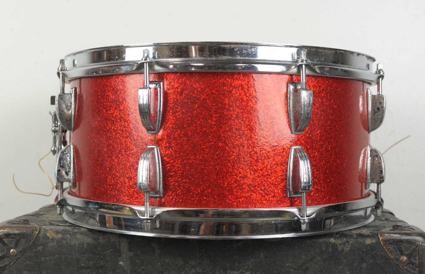 1960s Ludwig 6.5x14 Red Sparkle School Festival Snare Drum